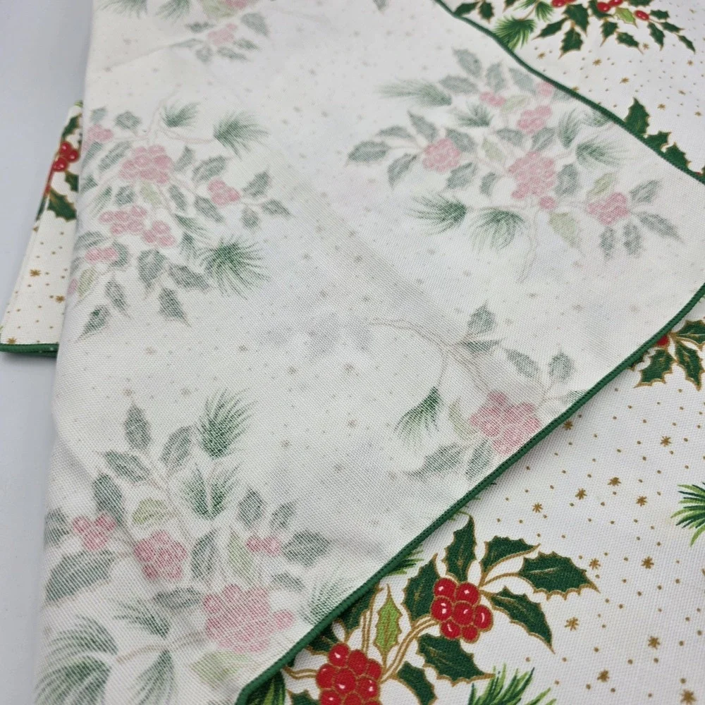 6~Vtg Decor Home Fashions Holly Leaf & Berry‎ Dinner Table Napkins USA 19